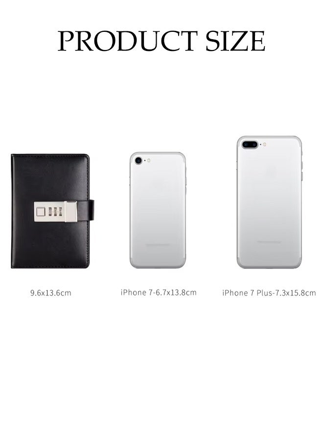 Generic Diary with Lock, A5 PU Leather Journal with Lock 200 Pages, Vintage Lock Journal Password Protected Notebook, Lock Diary Planner Organizer for Men and Women - Image 3