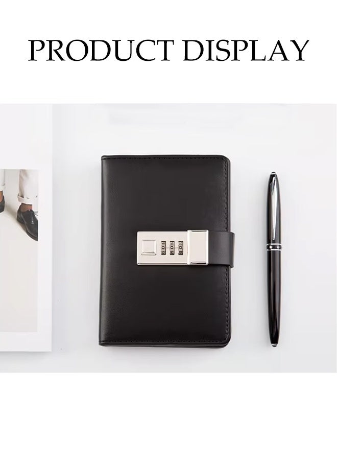 Generic Diary with Lock, A5 PU Leather Journal with Lock 200 Pages, Vintage Lock Journal Password Protected Notebook, Lock Diary Planner Organizer for Men and Women - Image 4