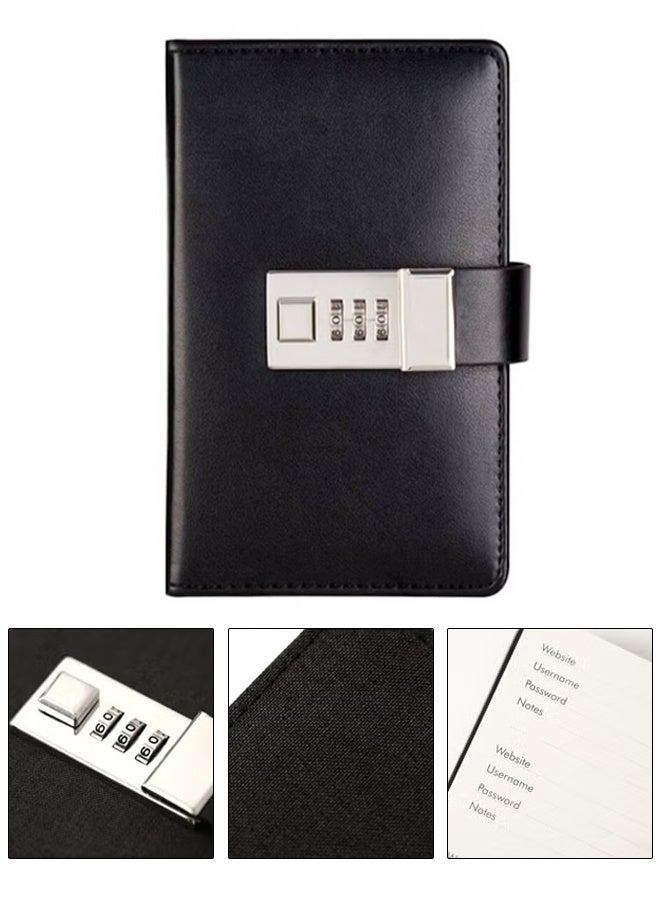 Generic Diary with Lock, A5 PU Leather Journal with Lock 200 Pages, Vintage Lock Journal Password Protected Notebook, Lock Diary Planner Organizer for Men and Women - Image 1