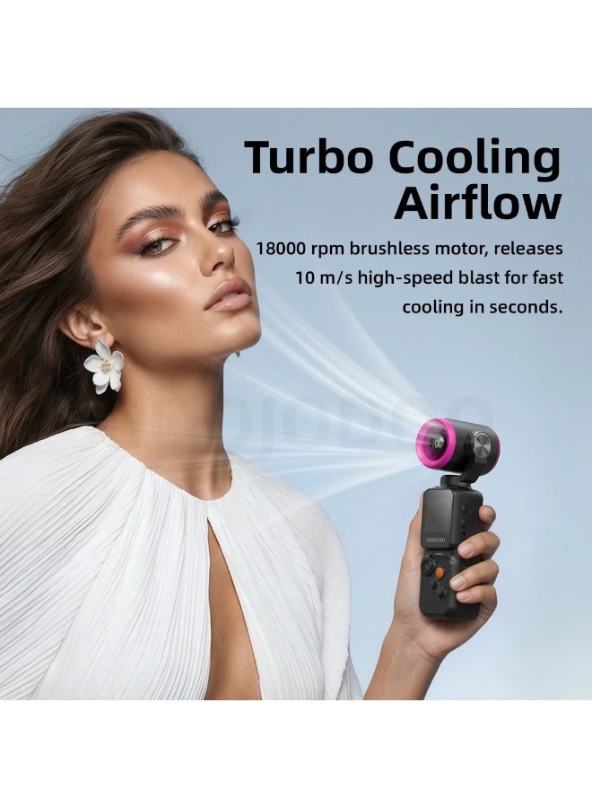 GOOJODOQ GFS025 Handheld Camera Cooling Fan with 2500mAh Rechargeable Battery, 100 Adjustable Speed Levels, Strong Wind Mini Portable Cooling Fan for Camera, Photography, Video Recording, Live Streaming & Vlogging, Black - Image 4