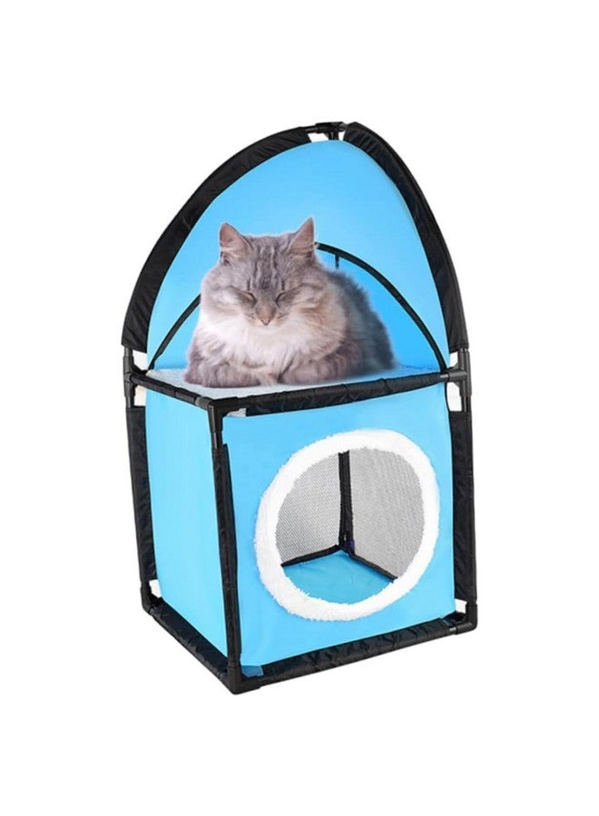 إيميلي بيتس مكعب بيت القطط، سرير بطابقين، كهف مخبأ للقطط، خيمة قطط مجمعة، طاولة جانبية للراحة والاختباء - Image 1