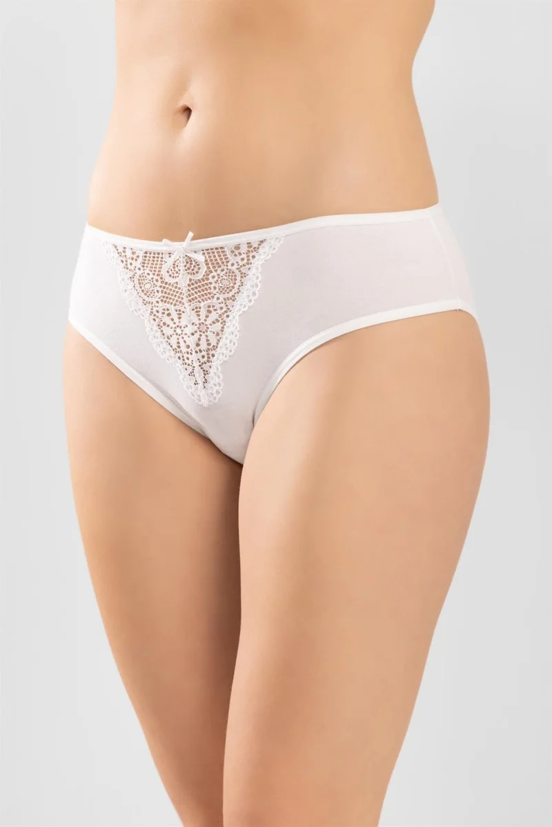 Baykar Women's White Lace Detailed Cotton Classic Women's Panties 3-Pack 8251 White
