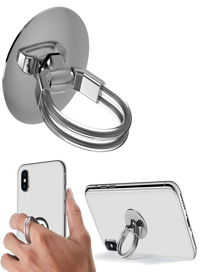 Tvoip 2Pcs Cell Phone Ring Holder, 3 in 1 Universal Phone Ring Stand Car Holder, Finger Grip Phone Holder and Tablet Stand Car Vent Phone Mount (Silver) - Image 4
