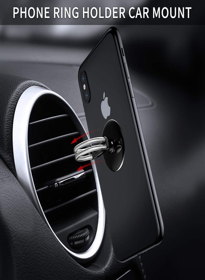 Tvoip 2Pcs Cell Phone Ring Holder, 3 in 1 Universal Phone Ring Stand Car Holder, Finger Grip Phone Holder and Tablet Stand Car Vent Phone Mount (Silver) - Image 3