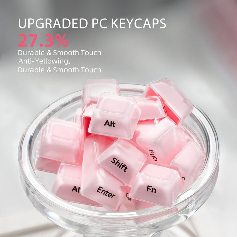 OHY XVX Jelly R2 Side-Printed Translucent MDA Profile Keycap Set, 122 Keys Double Shot PC+ABS Keycaps for MX Switches & ANSI Layout Mechanical Keyboards-Pink - Image 2