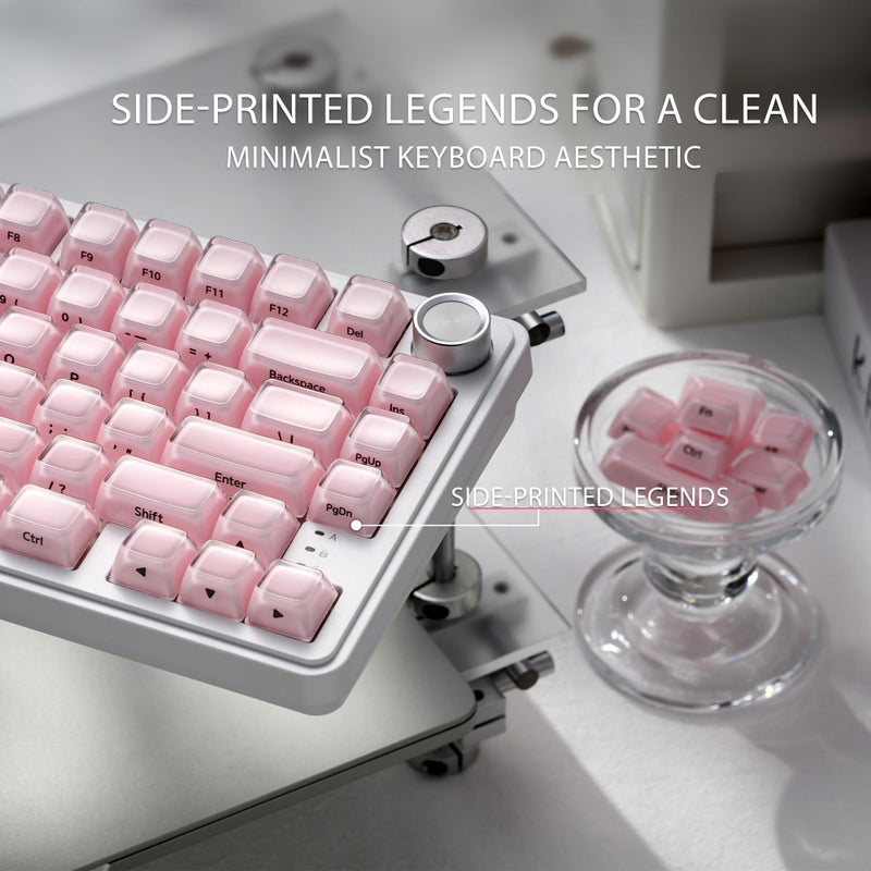 OHY XVX Jelly R2 Side-Printed Translucent MDA Profile Keycap Set, 122 Keys Double Shot PC+ABS Keycaps for MX Switches & ANSI Layout Mechanical Keyboards-Pink - Image 4