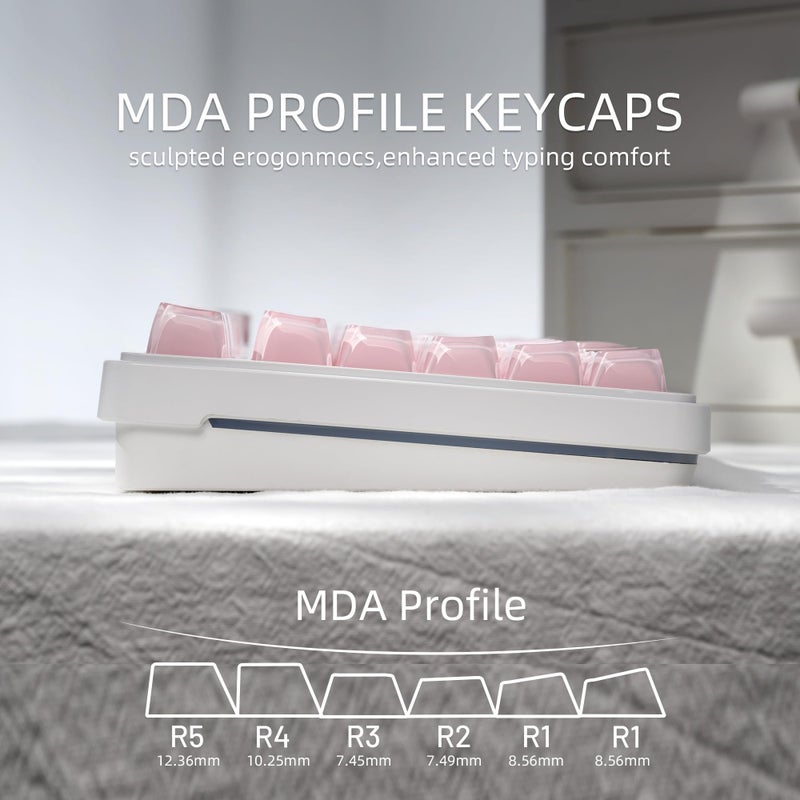 OHY XVX Jelly R2 Side-Printed Translucent MDA Profile Keycap Set, 122 Keys Double Shot PC+ABS Keycaps for MX Switches & ANSI Layout Mechanical Keyboards-Pink - Image 5
