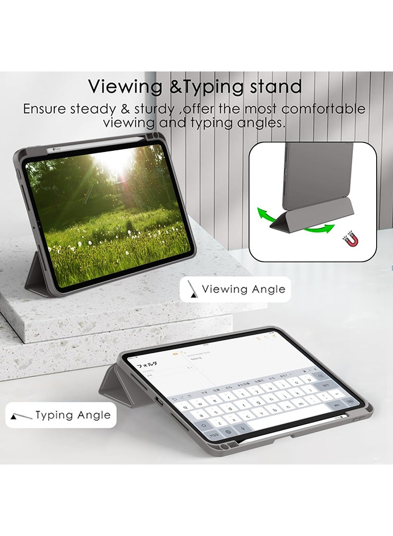Theodor iPad Pro 11 Inch M4 2024 Case (5th Gen) with Pencil Holder, Smart iPad Case With Pencil Holder Slim Tablet Cover with Soft TPU Back, Auto Wake/Sleep Dark Grey  - Image 4