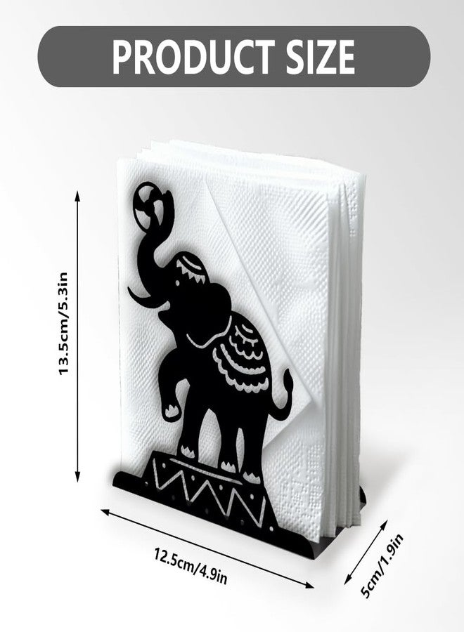 DOODLREAM Circus Elephants Decorative Black Metal Napkin Holder for Table, 5.3" x 4.9" x 1.9" Animal Standing Napkin Holder for Home Kitchen Restaurant Picnic Party Coffee Bar Dining Room - Image 2