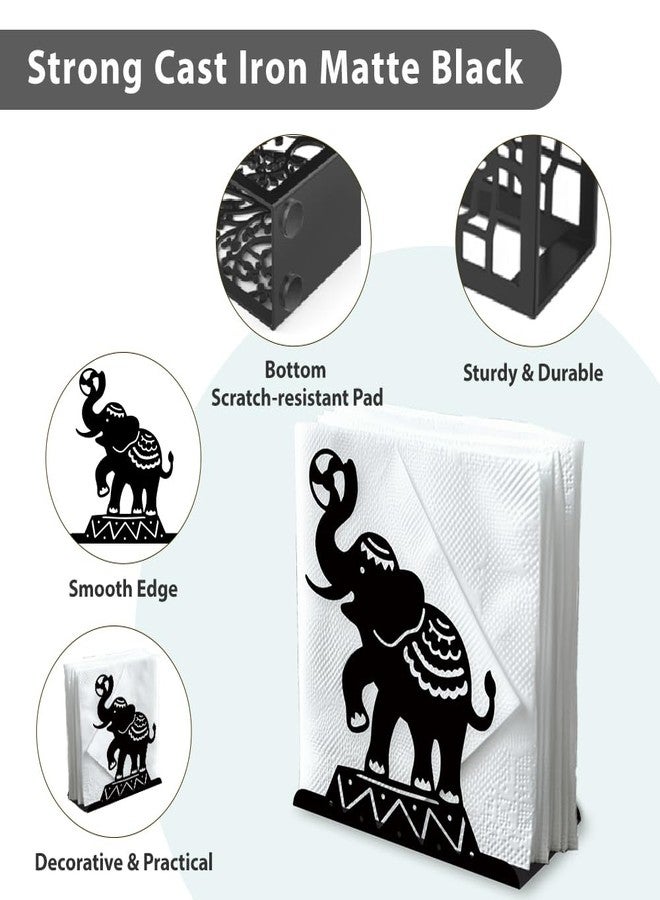 DOODLREAM Circus Elephants Decorative Black Metal Napkin Holder for Table, 5.3" x 4.9" x 1.9" Animal Standing Napkin Holder for Home Kitchen Restaurant Picnic Party Coffee Bar Dining Room - Image 4