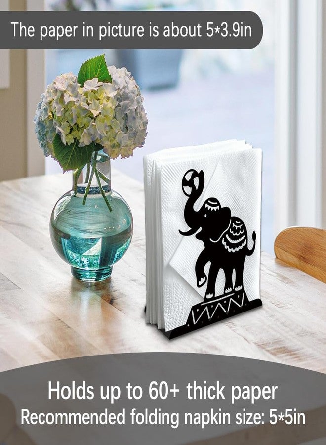 DOODLREAM Circus Elephants Decorative Black Metal Napkin Holder for Table, 5.3" x 4.9" x 1.9" Animal Standing Napkin Holder for Home Kitchen Restaurant Picnic Party Coffee Bar Dining Room - Image 3