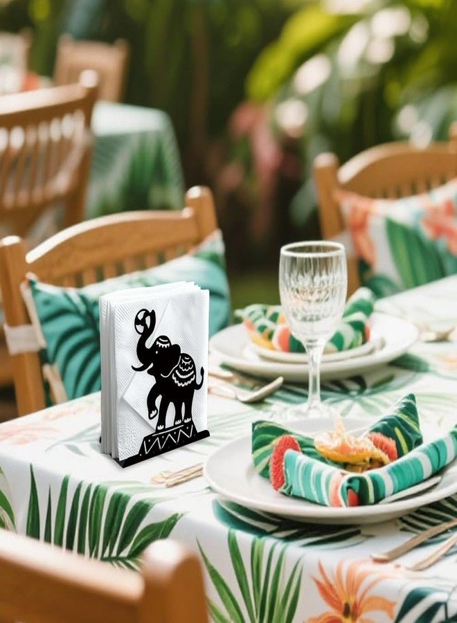 DOODLREAM Circus Elephants Decorative Black Metal Napkin Holder for Table, 5.3" x 4.9" x 1.9" Animal Standing Napkin Holder for Home Kitchen Restaurant Picnic Party Coffee Bar Dining Room - Image 5