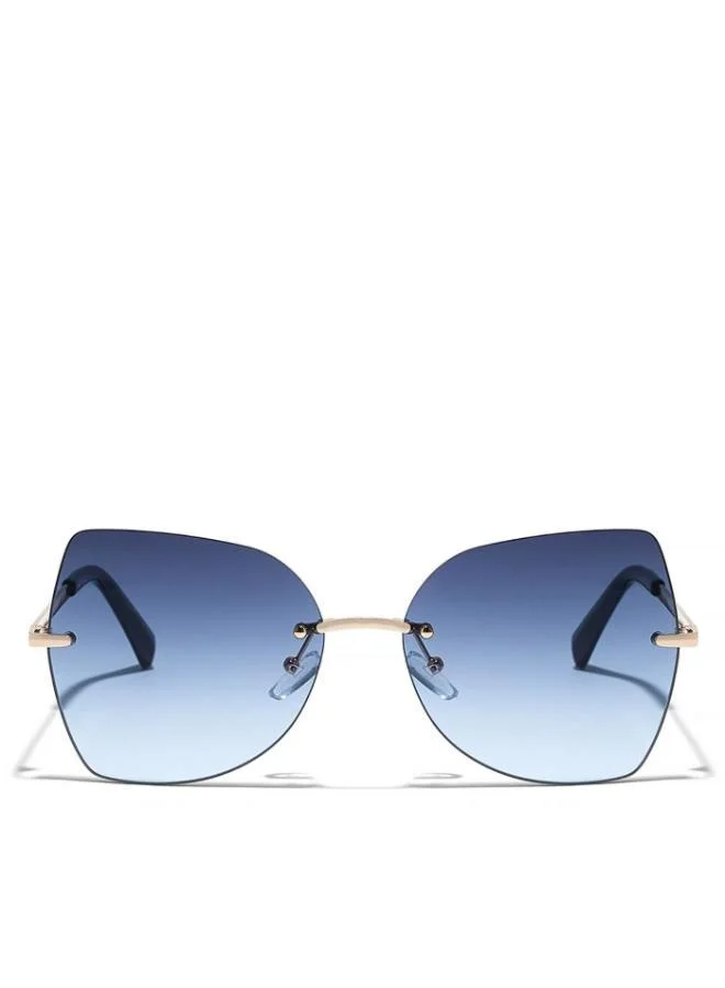 Blackout NAOMI Women Rose Gold Sunglasses - Frame Material: Metal - Frame Color: Rose Gold -Lens Color: Blue - Full Rim