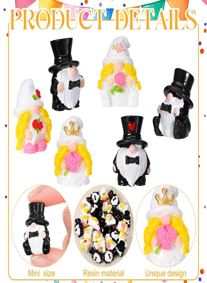 GGSTDDUP 42PCS Spring Mini Gnomes Figurine, Miniature Resin Spring Gnomes with Flowers, Mini Bride Groom Couple Gnome Wedding Souvenirs for Guests Ceremony Table Decor Fairy Garden Landscape - Image 2
