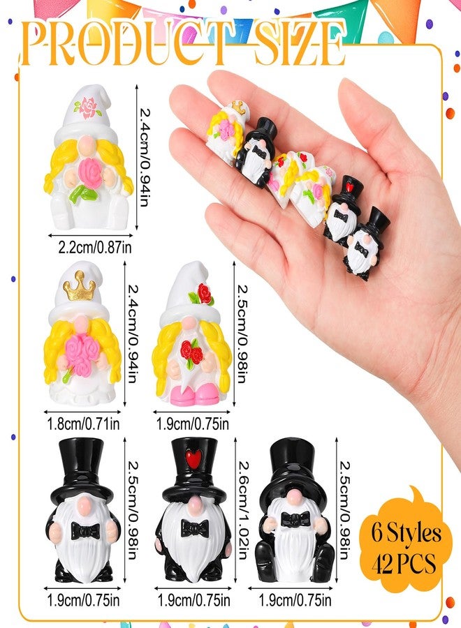 GGSTDDUP 42PCS Spring Mini Gnomes Figurine, Miniature Resin Spring Gnomes with Flowers, Mini Bride Groom Couple Gnome Wedding Souvenirs for Guests Ceremony Table Decor Fairy Garden Landscape - Image 3