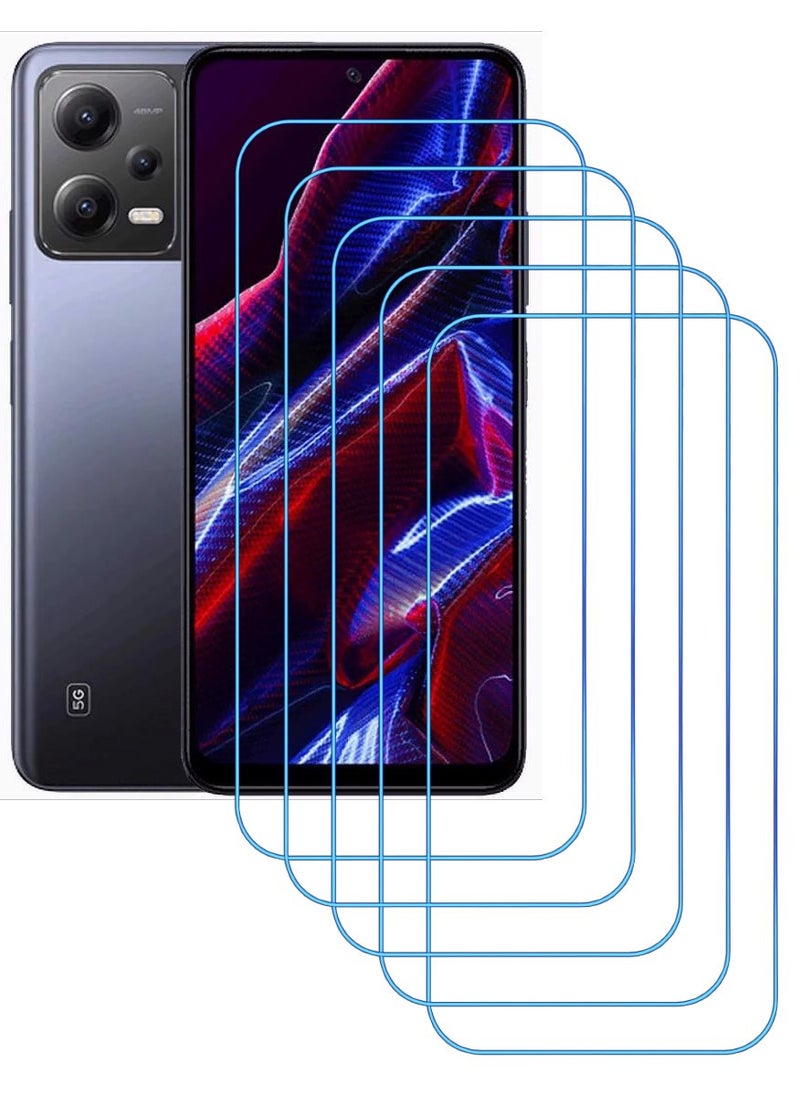 ACLIX 5 Pieces Antistatic ESD Dustproof Premium Quality High Definition Clear Tempered Glass Screen Protector Designed For Xiaomi Poco X5 - Image 1