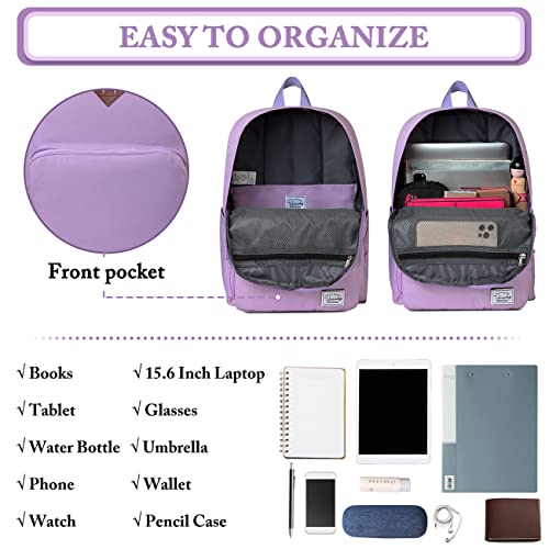 VASCHY School Backpack, Ultra Lightweight Backpack for Women Bookbag for Kids Teen Boys Girls Purple - Image 4
