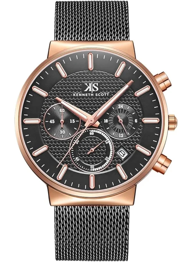 KENNETH SCOTT Kenneth Scott Men's Black Dial Multi Function Watch - K22133-KMBB