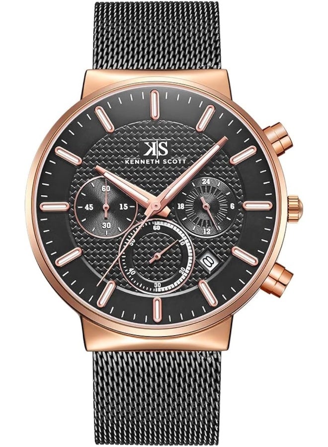 كينيث سكوت ساعة كينيث سكوت للرجال بقرص أسود متعددة الوظائف - Image 1