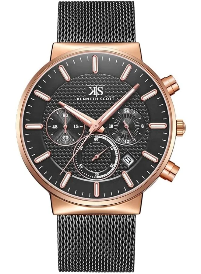 KENNETH SCOTT Kenneth Scott Men's Black Dial Multi Function Watch - K22133-KMBB