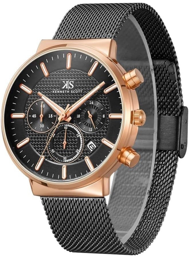 كينيث سكوت ساعة كينيث سكوت للرجال بقرص أسود متعددة الوظائف - Image 3