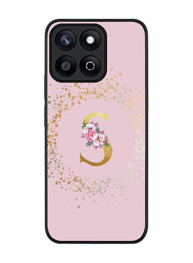 Stylizedd For Honor X7c 4G Case,Slim fit Camera Protection, Shockproof Thin Phone cover  - Custom Monogram Floral - S  (Pink ) - Image 1