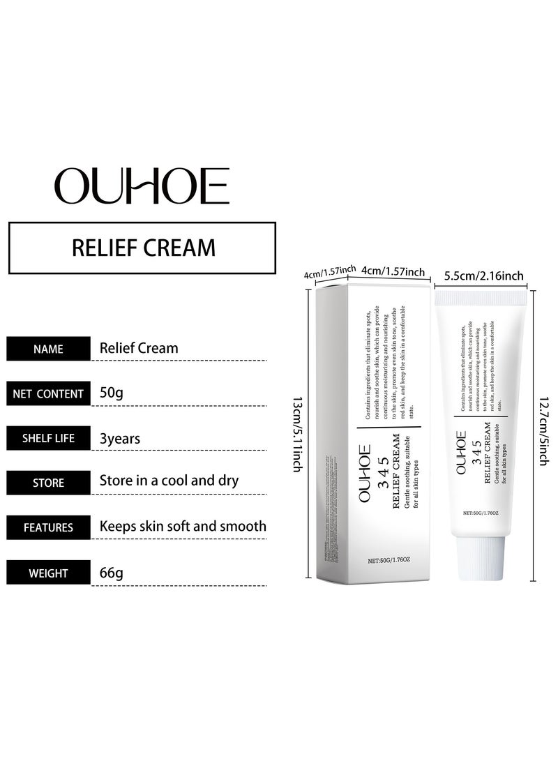 OUHOE 345 Relief Cream Daily Face Moisturizer Blemish Relief Care Soothing Recovery & Moisture with Niacinamide, Panthenol Vegan Skincare for All Skin Types 1.7 Fl Oz. 50ml  - Image 2
