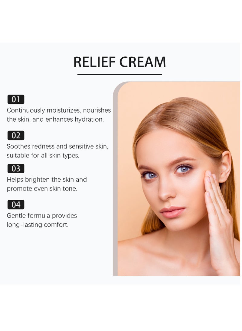 OUHOE 345 Relief Cream Daily Face Moisturizer Blemish Relief Care Soothing Recovery & Moisture with Niacinamide, Panthenol Vegan Skincare for All Skin Types 1.7 Fl Oz. 50ml  - Image 4