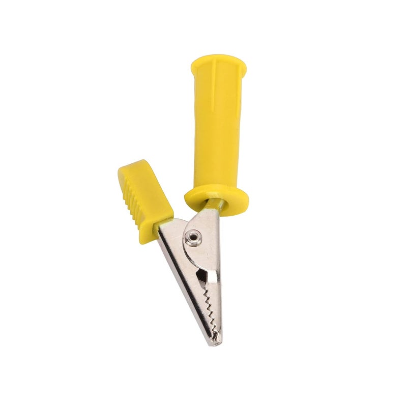 مشابك تمساح صفراء معزولة 10 قطع، مشابك طرفية نحاسية للاختبار بفتحة 5 مم ومقبس 4 مم لشحن بطارية السيارة والتجارب الكهربائية - Image 5