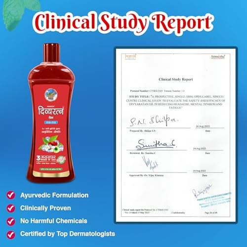 Nimson Divyaratna Ayurvedic Cool Hair Oil | Headache & Stress Relief | Natural Hair Oil | 180ml x 2 - Image 5