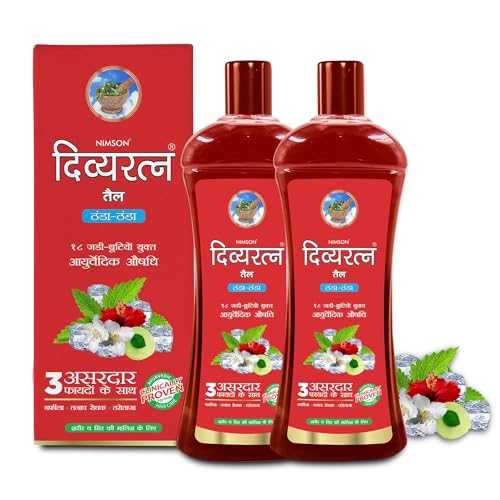 Nimson Divyaratna Ayurvedic Cool Hair Oil | Headache & Stress Relief | Natural Hair Oil | 180ml x 2 - Image 1