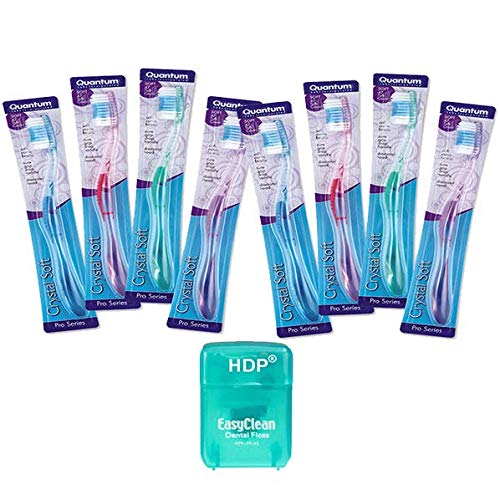 HDP Crystal Soft Toothbrush with HDP Floss ColorCrystal SizePack of 8 wth Bonus