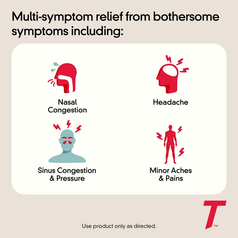 Tylenol تايلينول للجيوب الأنفية + الصداع أقراص نهارية غير مسبب للنعاس، أسيتامينوفين 325 ملغ، مزيل احتقان الأنف لضغط الجيوب الأنفية، الصداع واحتقان الأنف، 24 حبة - Image 3