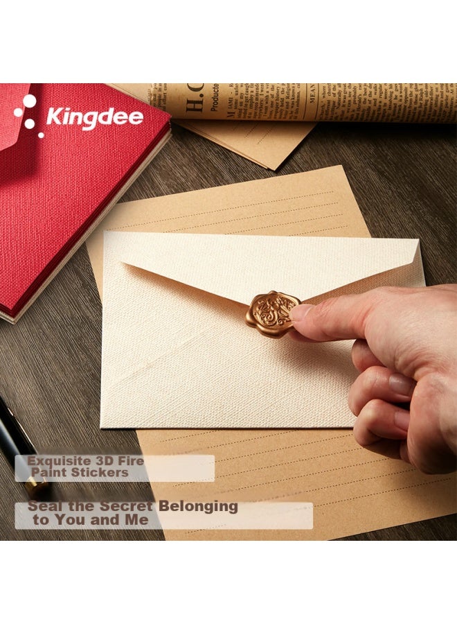 Kingdee, هدية عيد المعلم, مجموعة أظرف كتان وورق خطابات, بطاقة تهنئة, بطاقة عيد الحب عيد ميلاد رسالة حب, أظرف فاخرة 3 + ورق خطابات 10 + ختم شمعي 3 - Image 2