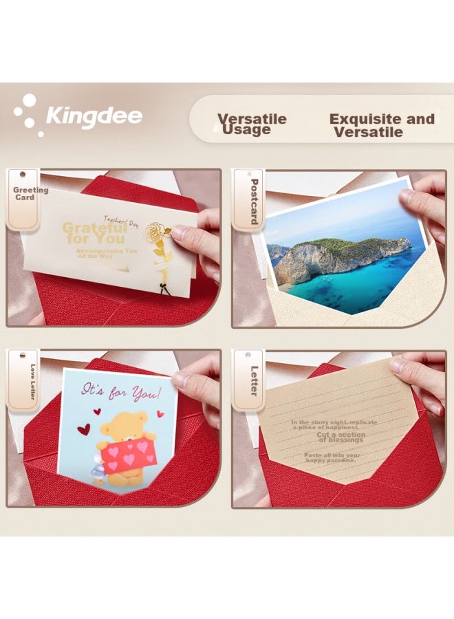Kingdee, هدية عيد المعلم, مجموعة أظرف كتان وورق خطابات, بطاقة تهنئة, بطاقة عيد الحب عيد ميلاد رسالة حب, أظرف فاخرة 3 + ورق خطابات 10 + ختم شمعي 3 - Image 4