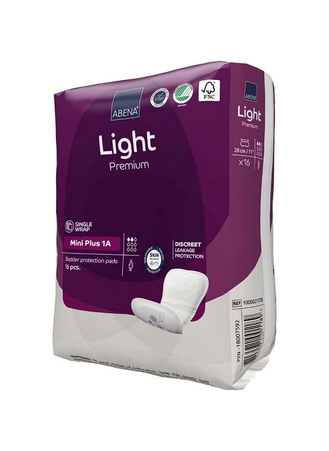 Abena Abena Light Incontinence Pads For Women, Anatomically Designed Barriers For Urinary Leak Protection, Breathable, Comfortable with Fast Absorption, Self-adhesive Strips - Mini Plus 1A, 200ml, 16PK  - Image 3