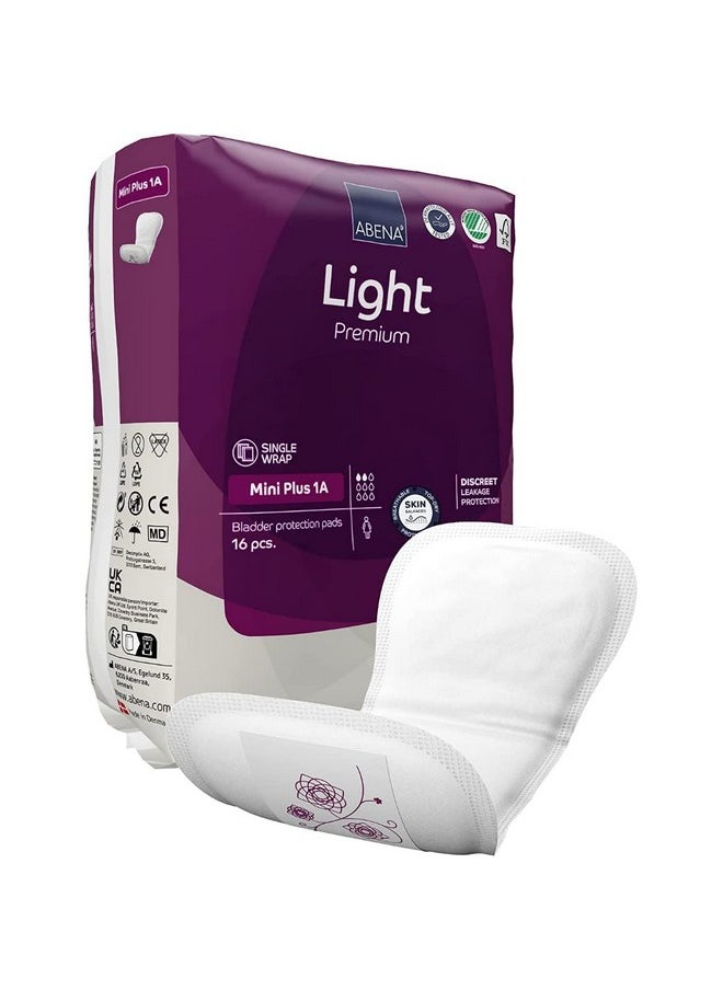Abena Abena Light Incontinence Pads For Women, Anatomically Designed Barriers For Urinary Leak Protection, Breathable, Comfortable with Fast Absorption, Self-adhesive Strips - Mini Plus 1A, 200ml, 16PK  - Image 4