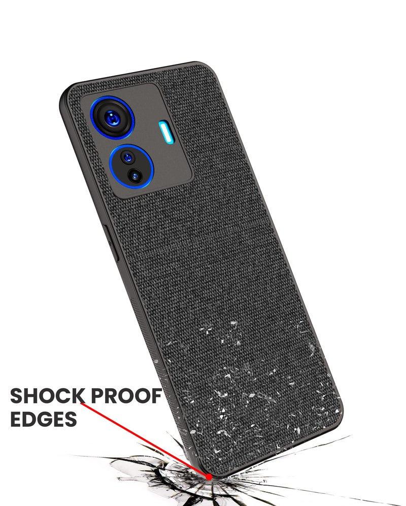Kapa Soft Fabric Hybrid Protective Back Case Cover for Vivo IQOO Z6 PRO (5G) / Vivo T1 PRO (Black), PC+Cloth - Image 5