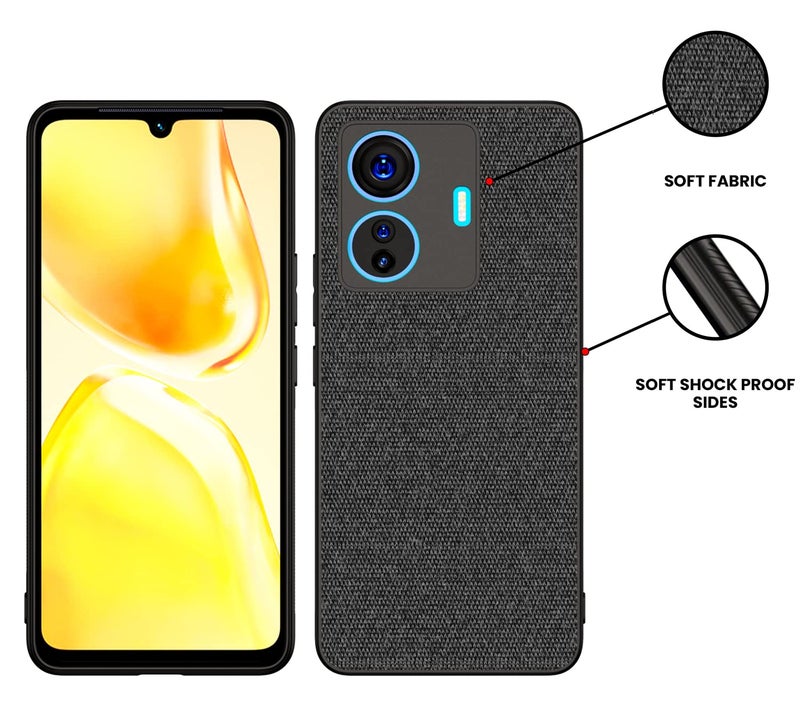 Kapa Soft Fabric Hybrid Protective Back Case Cover for Vivo IQOO Z6 PRO (5G) / Vivo T1 PRO (Black), PC+Cloth - Image 4