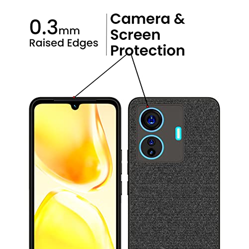 Kapa Soft Fabric Hybrid Protective Back Case Cover for Vivo IQOO Z6 PRO (5G) / Vivo T1 PRO (Black), PC+Cloth - Image 3