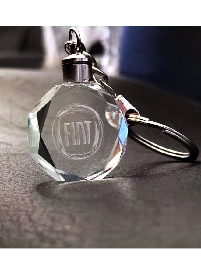 Generic Fiat 3D Glass lighting Logo Car Key Chain Ring  - Image 2