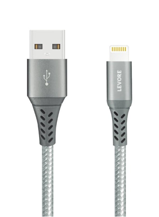 LEVORE - Levore USB to Lightning Nylon Cable MFI Certified 1.8m - Gray - Image 1