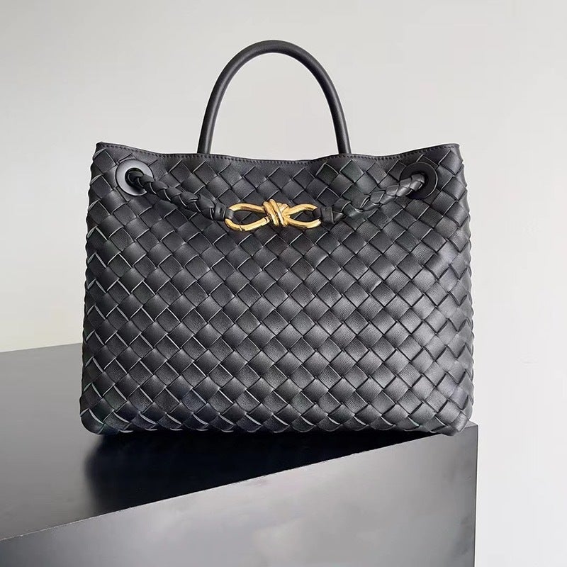 Fashion 2023 New Woven Bag Large Capacity All-Match Rhombus Leather Tote Bag Casual Shoulder Handbag - Image 4