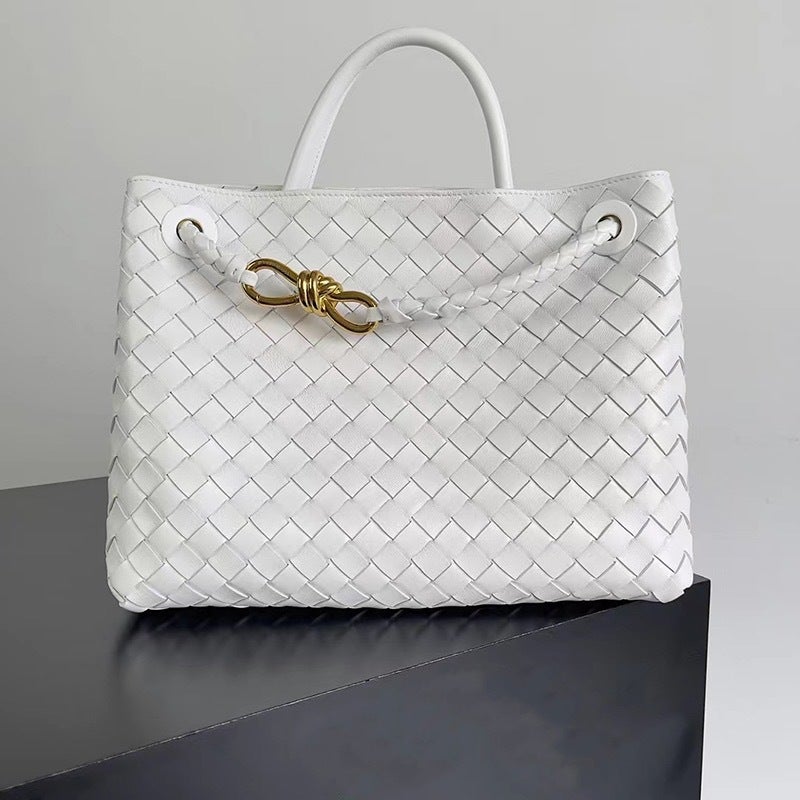 Fashion 2023 New Woven Bag Large Capacity All-Match Rhombus Leather Tote Bag Casual Shoulder Handbag - Image 5