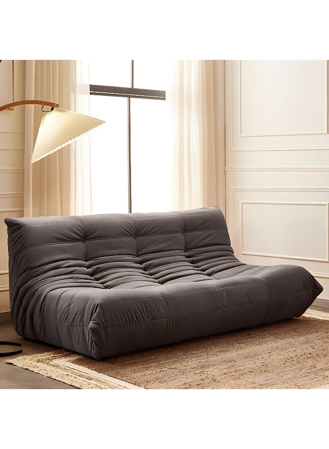 Comfynest وسائد حديثة مبطنة بدون ذراعين لغرفة المعيشة - خشب بمقعد قياسي - مخمل 180 × 102 × 70 سم رمادي أزرق - Image 1