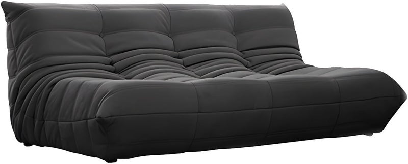 Comfynest وسائد حديثة مبطنة بدون ذراعين لغرفة المعيشة - خشب بمقعد قياسي - مخمل 180 × 102 × 70 سم رمادي أزرق - Image 5