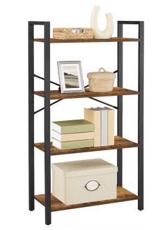 AGD 4-Tier Open Multipurpose Storage Cabinet with Metal Frame, Standing Shelving Unit for Storage and Display, for Living Room, Bedroom, Office, Brown  - Image 1