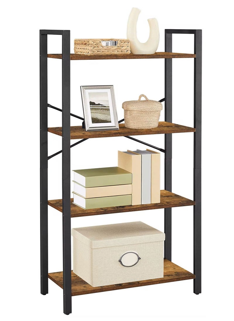 AGD 4-Tier Open Multipurpose Storage Cabinet with Metal Frame, Standing Shelving Unit for Storage and Display, for Living Room, Bedroom, Office, Brown  - Image 1