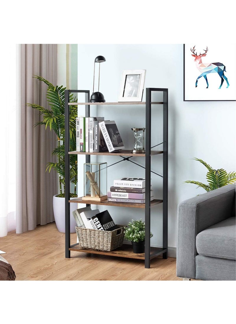AGD 4-Tier Open Multipurpose Storage Cabinet with Metal Frame, Standing Shelving Unit for Storage and Display, for Living Room, Bedroom, Office, Brown  - Image 4