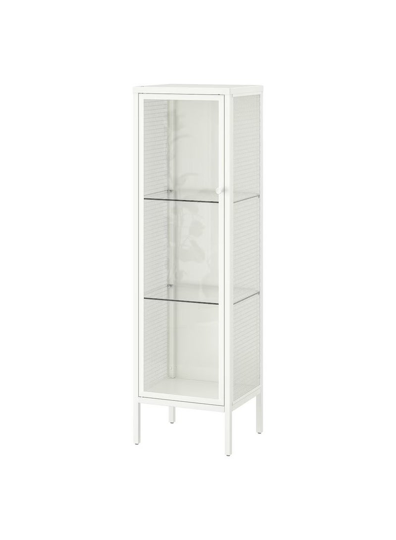 Storage Cabinet With Glass Door And 2 Glass Shelves Included, Stylish Design That Matches Your Existing Decor, Makes Eye-Catchers Of Your Finest Things, Steady On Uneven Floors, metal/white 34x30x116 cm